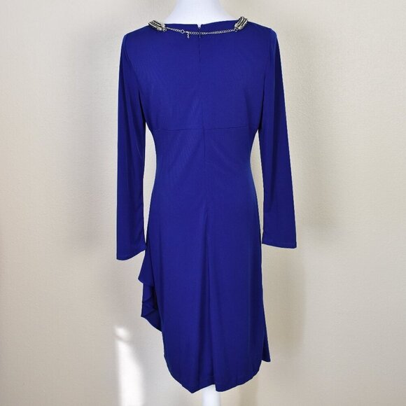 Jackie Jon Formal Embellished Rhinestone Neck Blue Dress - 10 - Picture 4 of 9